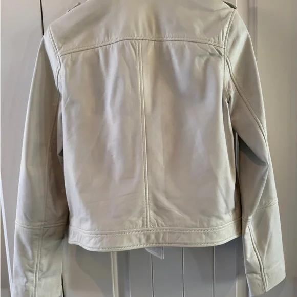 Marciano Women's White Leather Jacket with Black Accents Size Small - Picture 7 of 7